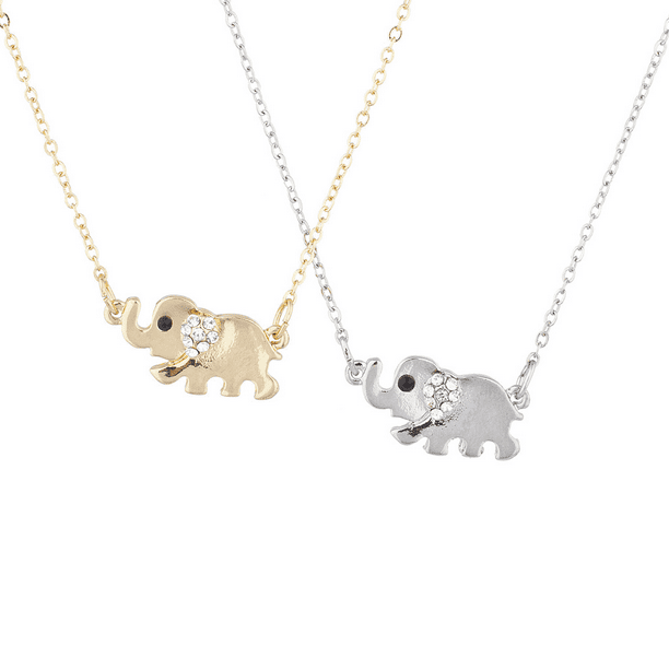 Lux Accessories Gold Tone Little Cute Elephant Charm Pendant Chain Necklace Lux Accessories Gold Tone Little Cute Elephant Charm Pendant Chain Necklace